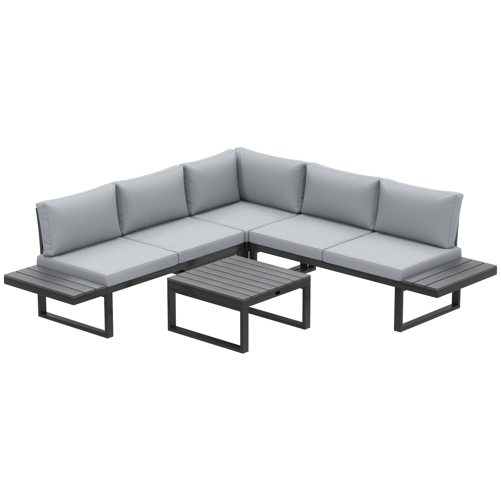 4 Pcs Garden Set W/ 5-level Recline Corner Conversation Set