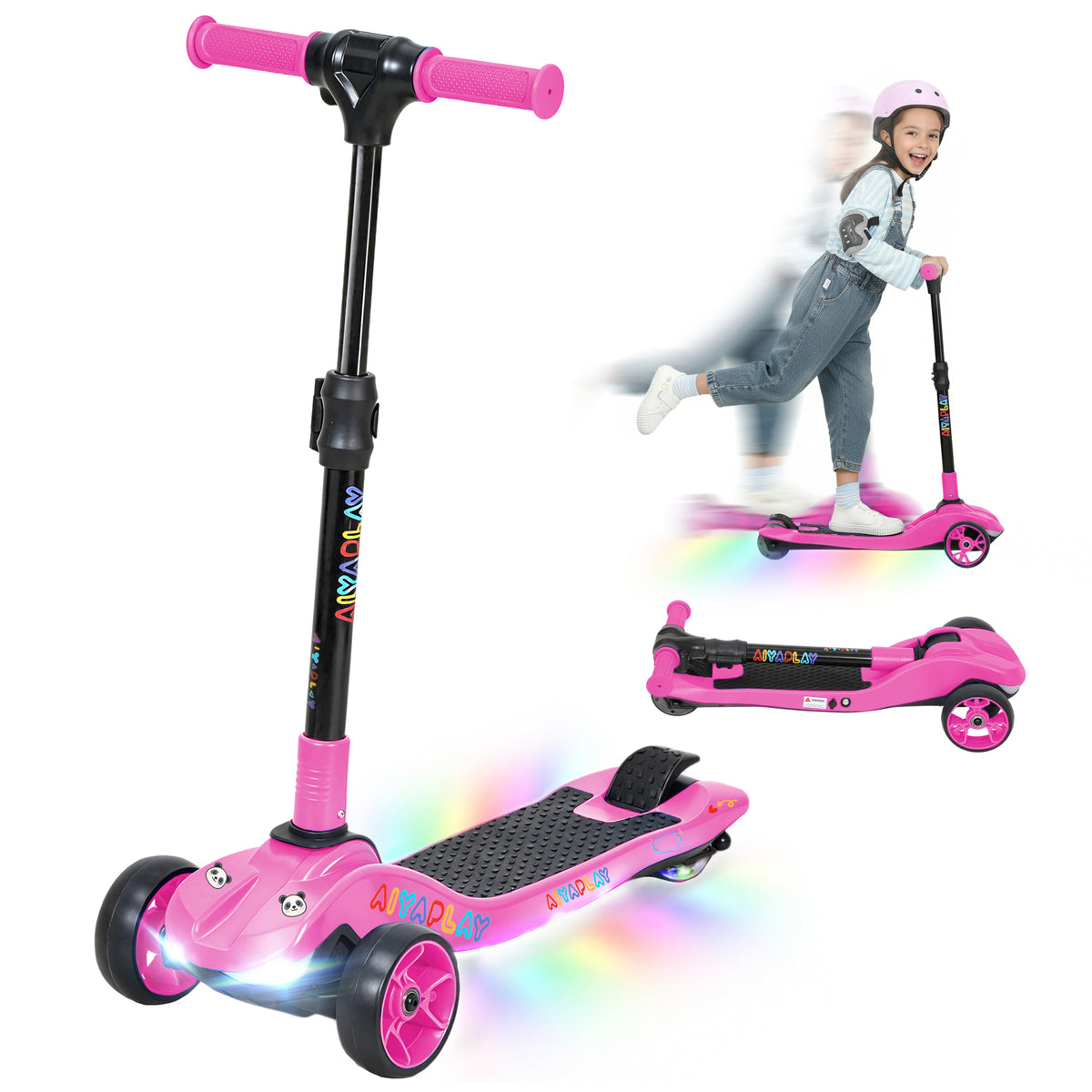 AIYAPLAY Electric Scooter For Kids, 3 Wheel Foldable Kids Scooter