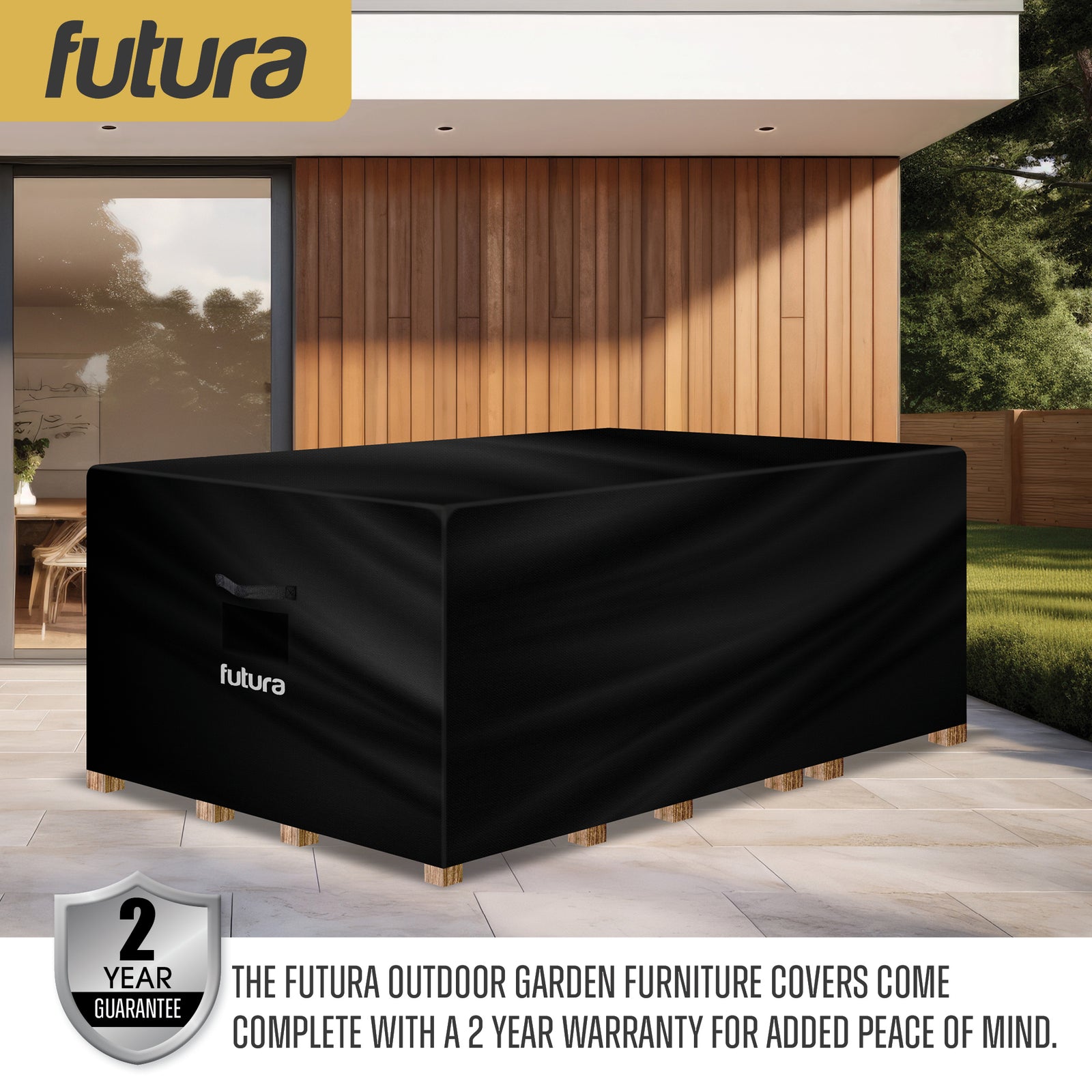 Rectangular Waterproof Garden Furniture Cover, Outdoor Patio Weatherproof Rattan Sofa Shield | 200 x 160 x 70cm | Black