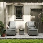 5 Piece Rattan Set With Recliners, 2-tier Coffee Table | Charcoal Grey