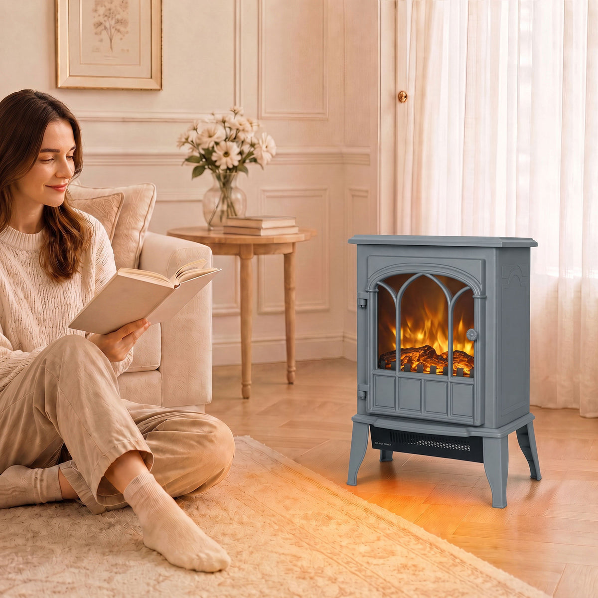 Electric Log Burner With Led Flame Effect 1000w/2000w