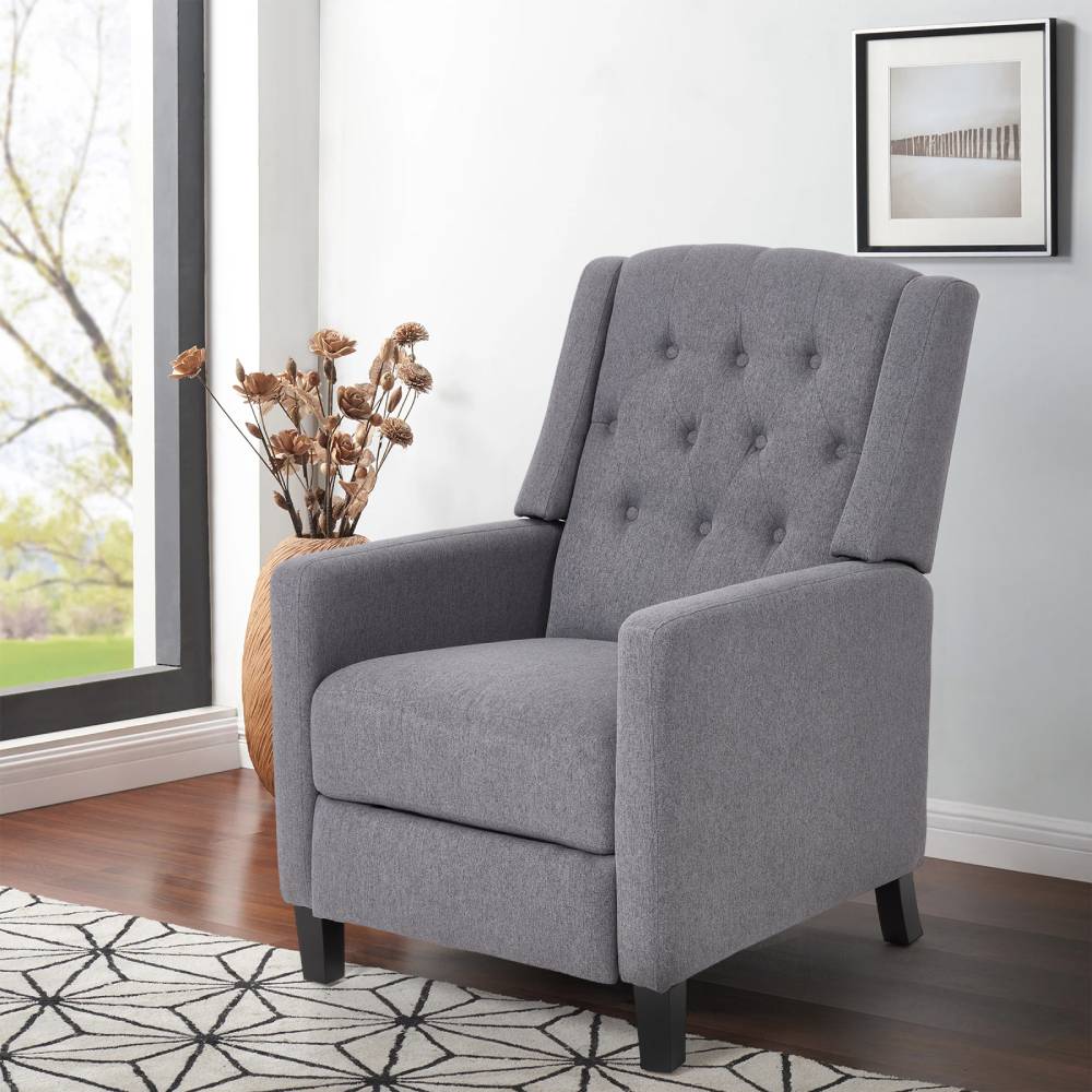 Living and Home Single Upholstered Sofa Pushback Recliner Chair Armchair