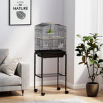 Pawhut Bird Cage For Budgie Finch Canary Parakeet W/ Stand Tray Black