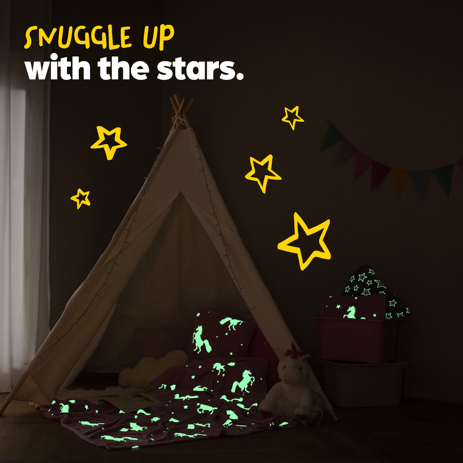 Unicorn Glow In The Dark Blanket - Pink