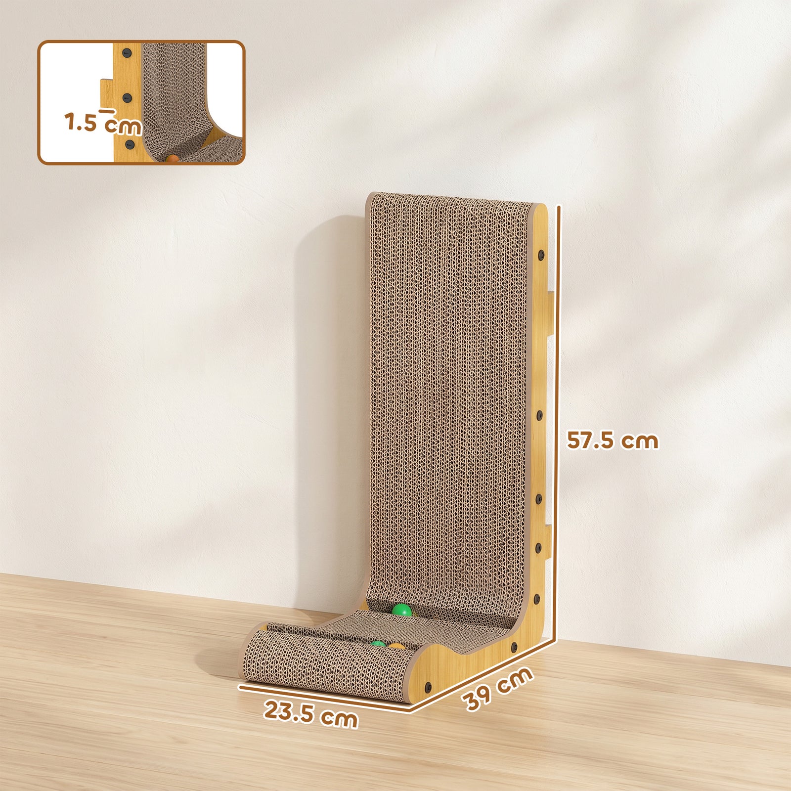 PawHut Cat Scratching Board Wall Mounted 57.5h Cm Brown