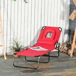 Garden Sun Lounger Folding Recliner Chair | Set of 1 | Red