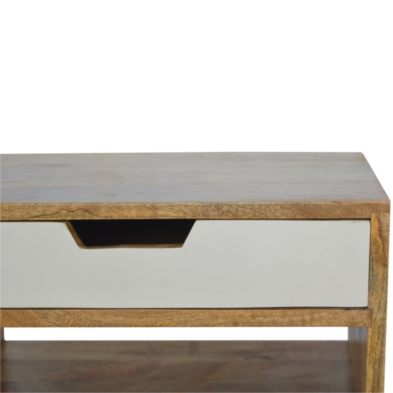 Solid Wood Grey And White Cut-out Bedside