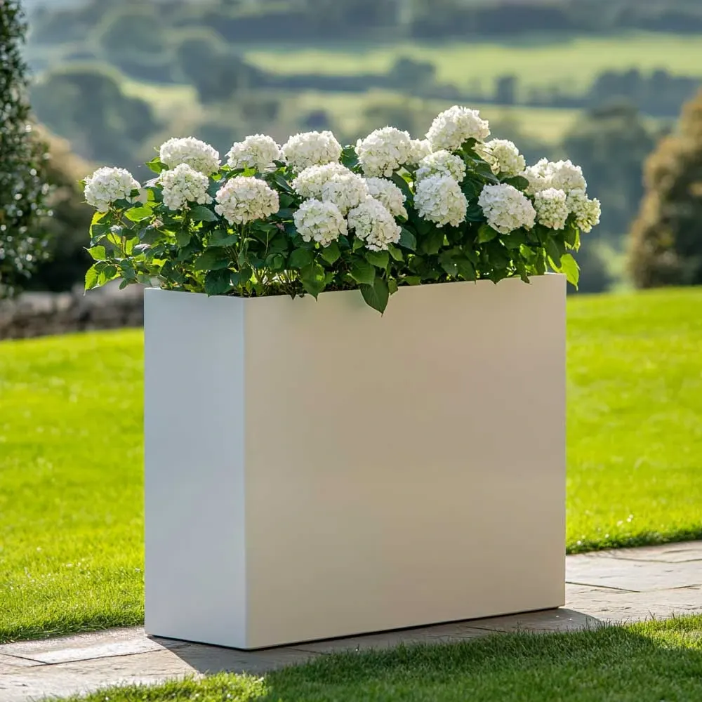 Long Zinc Galvanised Tall Trough Planter | 100cm x 35cm x 80cm | White
