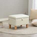 Linen Storage Ottoman Storage Box With Rubberwood Legs | Beige