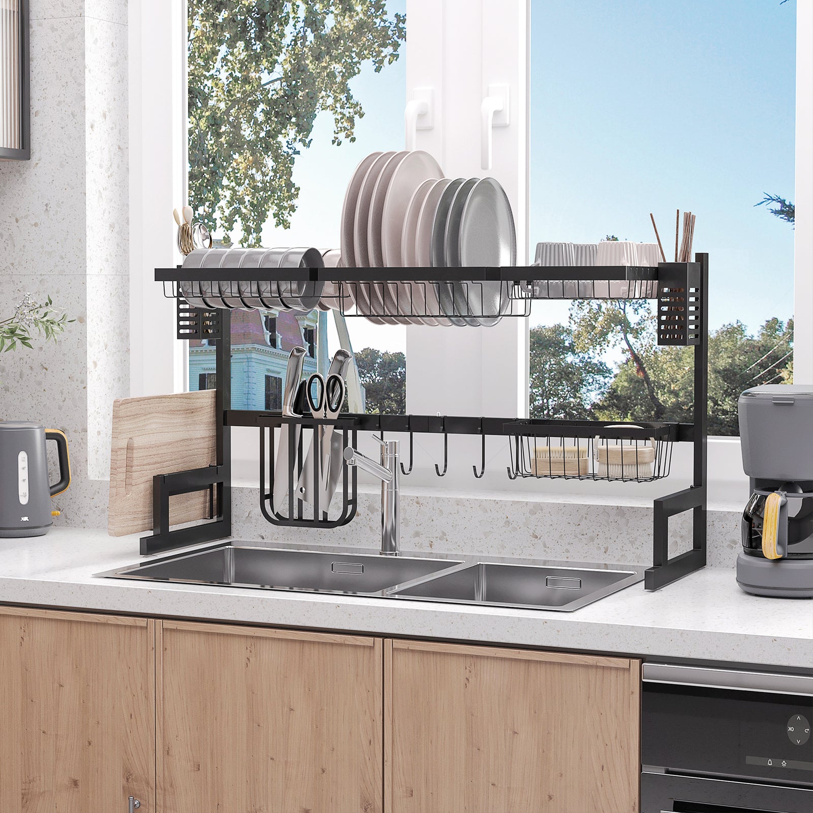 93cm Space Saving Over The Sink Dish Drainer Rack