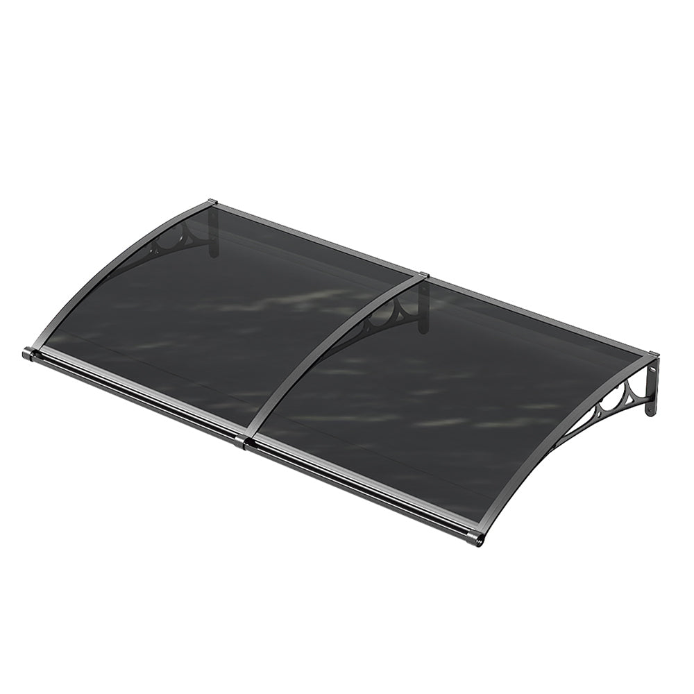 1-2m W x 1m D Curved Outdoor Door Window Awning Canopy | Large | Dark Grey