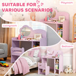 Kids Dressing Table With Mirror, Stool, Vanity Table | Purple