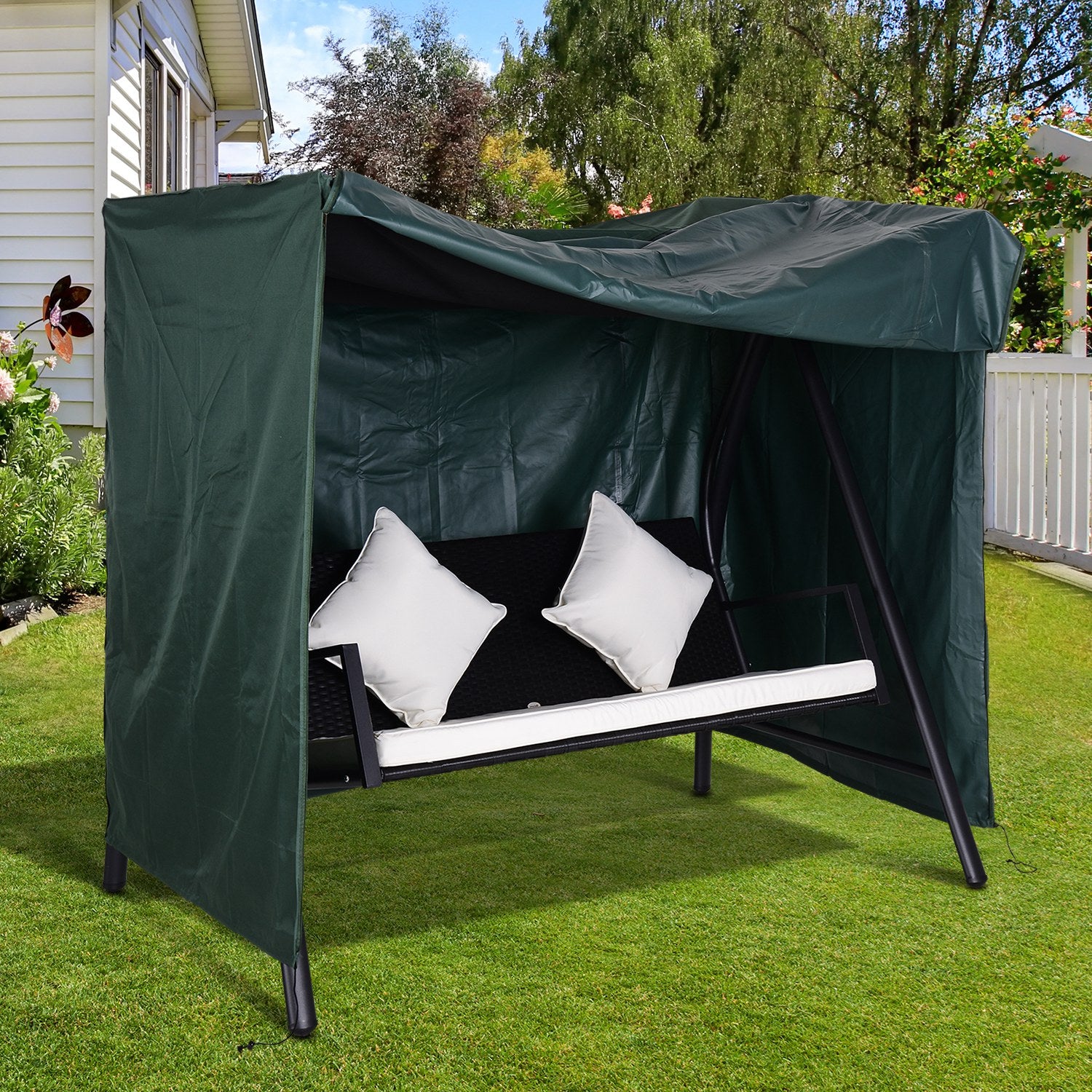 Large Outdoor Swing Chair Cover Garden Furniture Protector | Dark Green