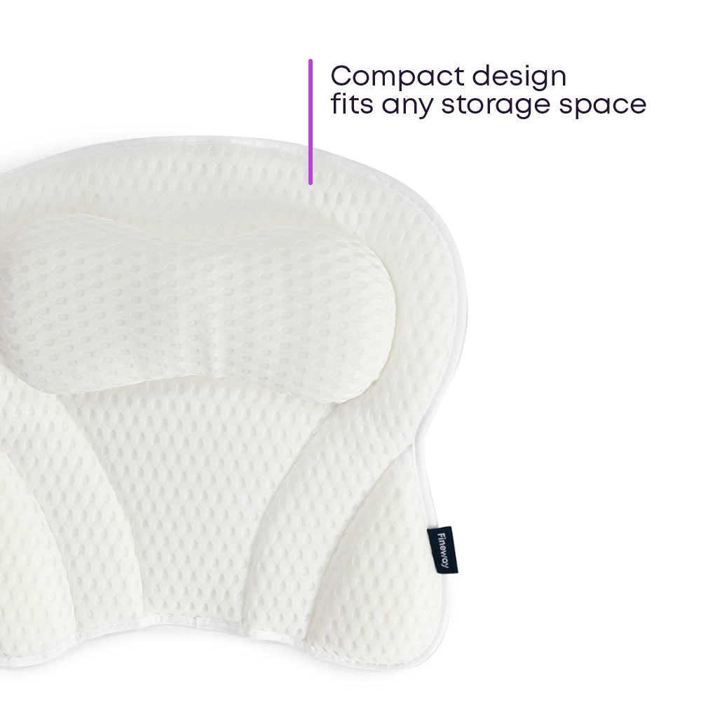 3d Mesh Bath Pillow Head Neck Support With Hanging Hook White