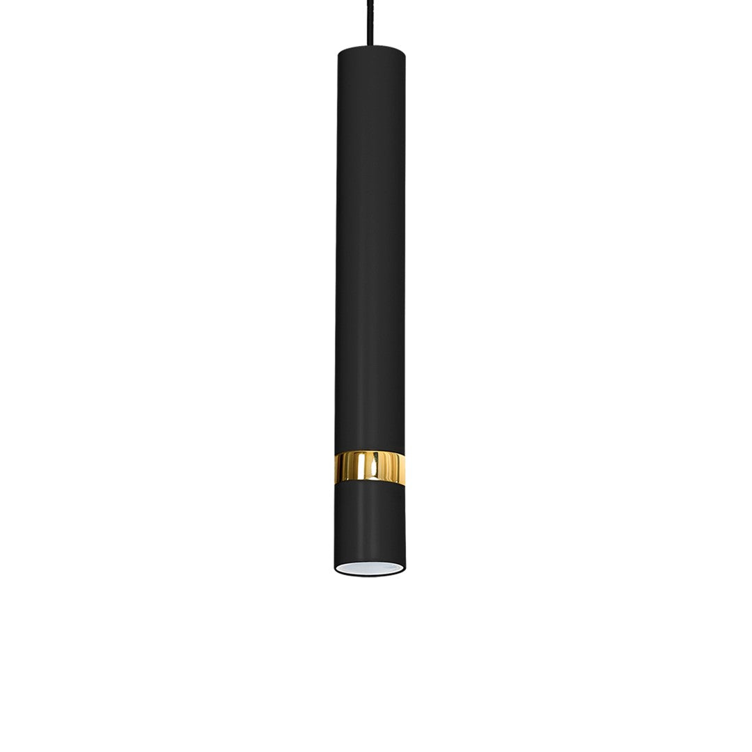 Joker Contemporary Pendant Lamp 1xgu10 Hand Made Cylindrical Style Light | Black & Gold