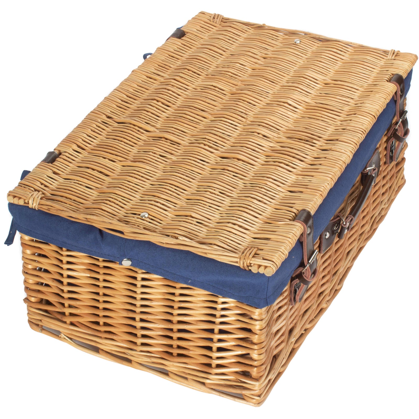 Wicker 55cm Buff Empty Picnic Basket Unlined | Blue