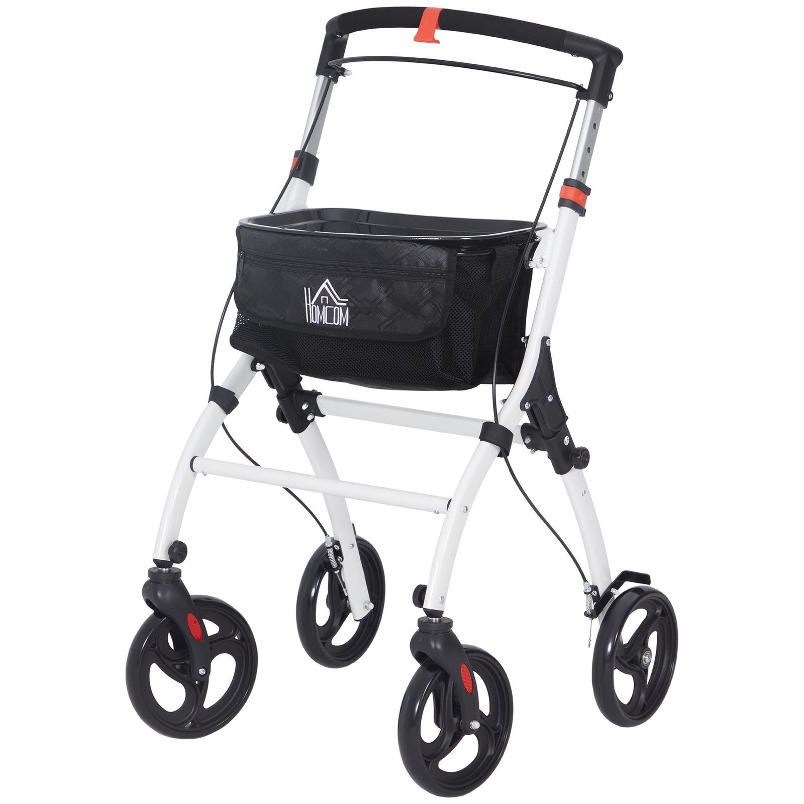 Folding Upright Rollator Walker With Storage Bag, Tray