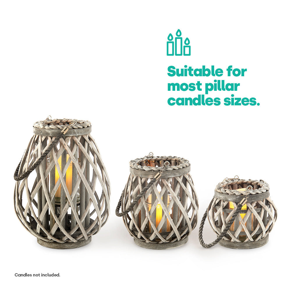 Willow Lanterns Set Of 3 - Grey