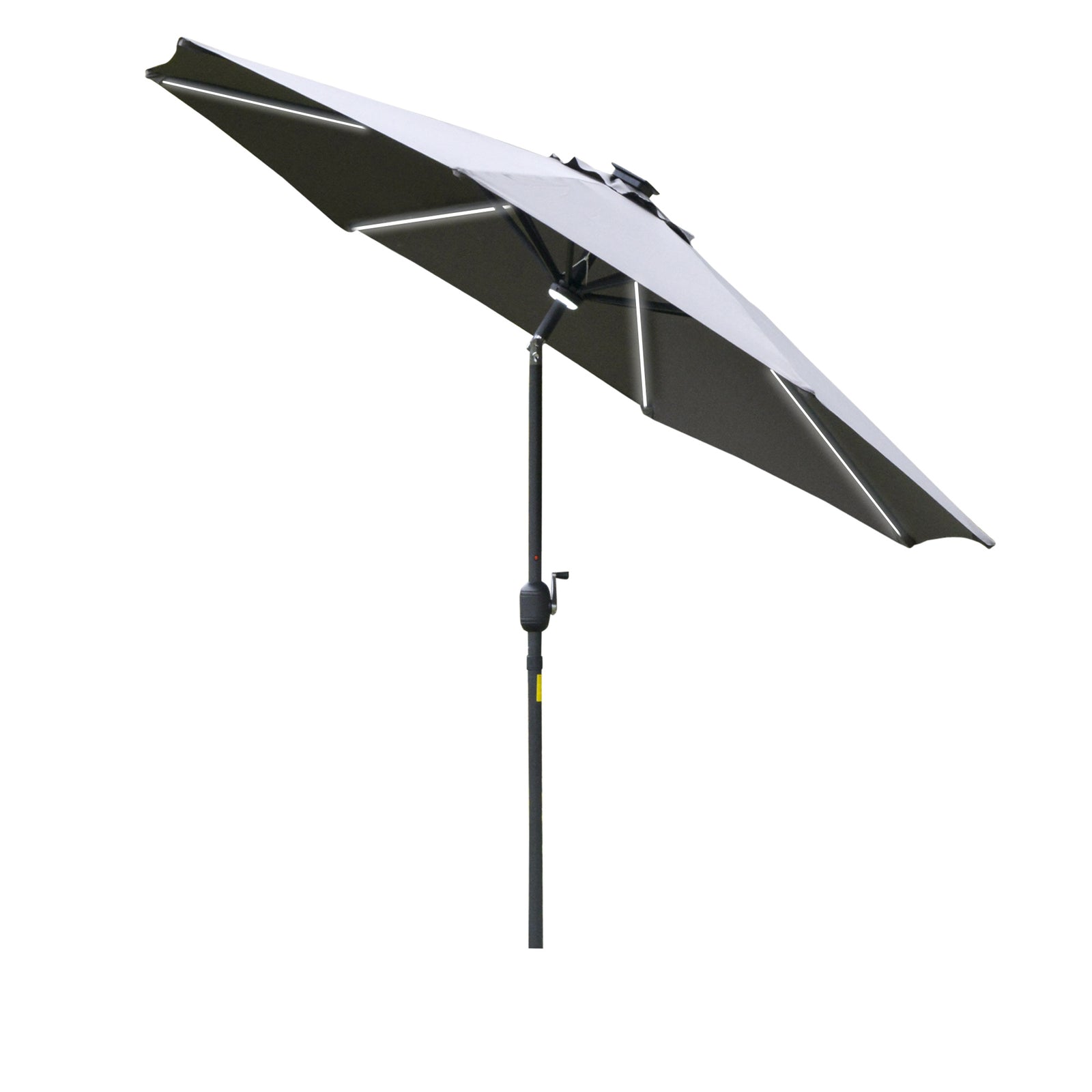 2.7m Parasol W/ Led Solar Light & Angled Canopy