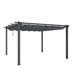 4m X 4m Aluminium Pergola With Retractable Roof,charcoal Grey,outdoor Garden Gazebos Water-resistant