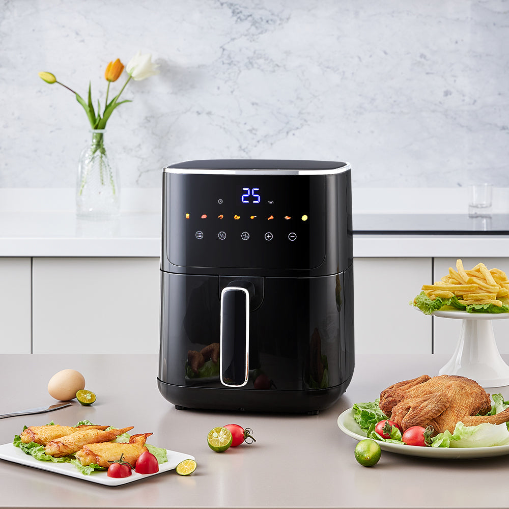 5l Air Fryer With Touch Screen 8 Preset Cooking Modes With Safety Handle And Easy-clean Tray