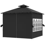 3 X 3 M Garden Gazebo, Outdoor Canopy Shelter | Black