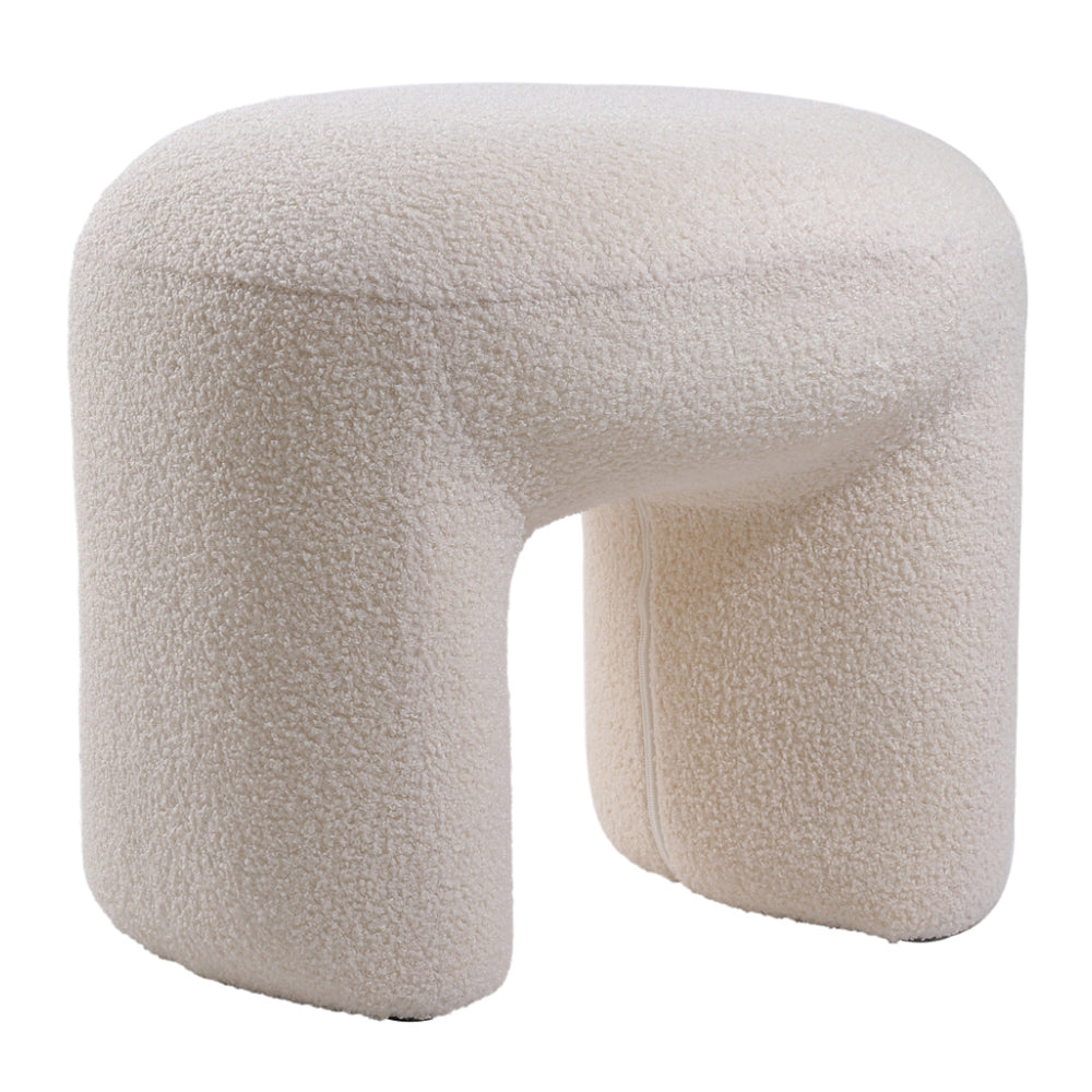 Modern Teddy Bear Fur Upholstered Ottoman