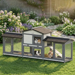 PawHut Rabbit Hutch, Guinea Pig Hutch, 2-tier Bunny House W/ Run