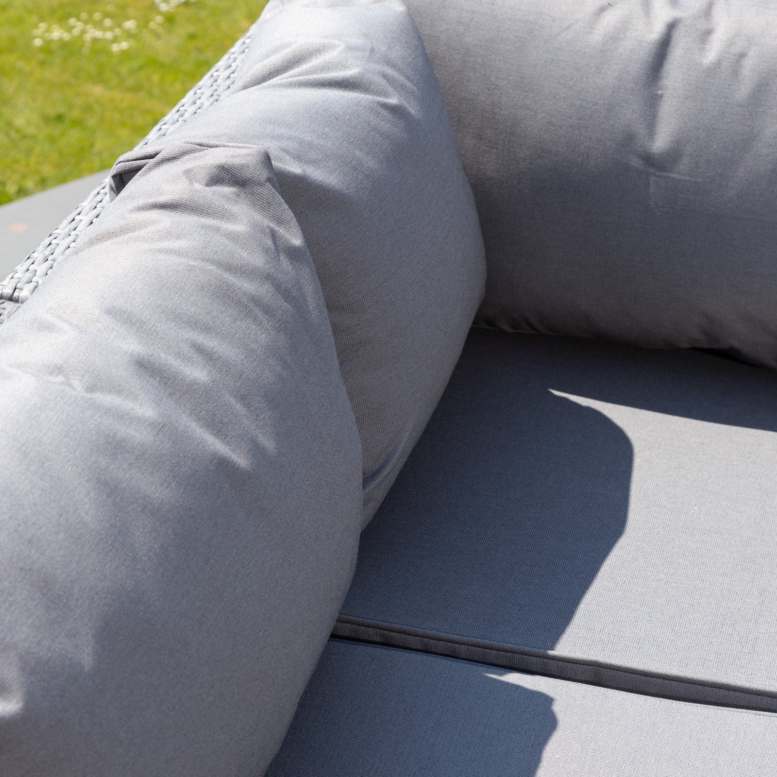 Della Grey Sectional Rattan Corner Sofa + Stool | One Size | Light Grey