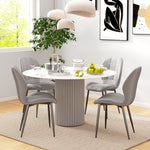 Dining Chairs Set Of 4, Flannel Upholstered Kitchen Chairs | Light Slate Gray