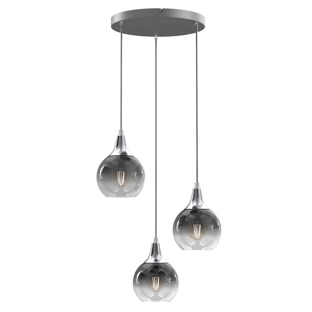 Monte Hand Made Circular Designer Pendant Lamp Smoked Glass Shades
