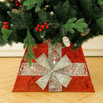 Square Christmas Tree Collar Basket Decor With Bow Tie