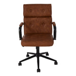 Ergonomic Brown Pu Office Chair – Vintage Style, 360° Swivel, Adjustable Height, Recline 15°