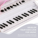 32 Keys Kids Piano Keyboard With Stool, Lights, Microphone, White | White