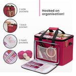 Fineway Crochet Knitting Bag Maroon Yarn Wool Needle Craft Storage Case