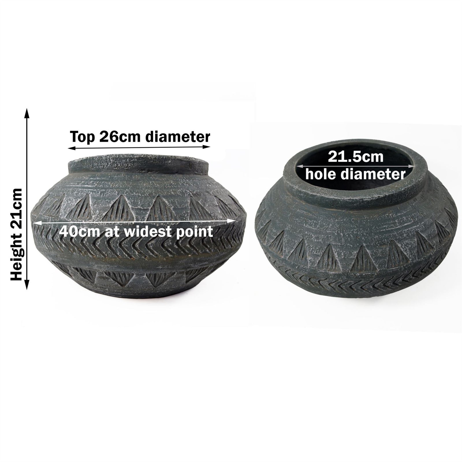 X 40cm Large Grey Gliese Triangle Planter 21cm