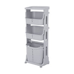 3/4 Tier Storage Rack Laundry Basket With Wheels | Medium | Grey