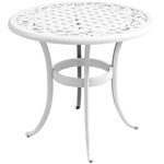 Outsunny 60cm Round Garden Table With Cast Aluminium Frame, White