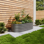 160/240/360cm W X 80cm D X 42cm H Outdoor Galvanized Steel Raised Garden Bed With Trellis | Small | Mixed Grey