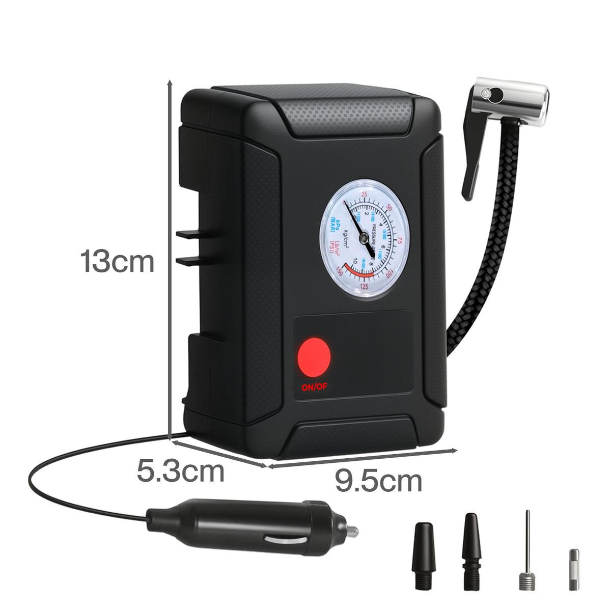 Car Tyre Inflator Air Compressor Pump Portable Eelectric Digital 150psi | Black