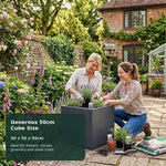 Nicoman Metal Cube Planter, Galvanised Steel Plant Pot