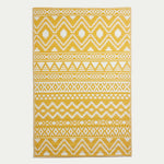 Luxury Outdoor Rug Waterproof Reversible For Garden Patio 100% Recycled, Yellow Anna Aztec | 120cm x 180cm | Yellow