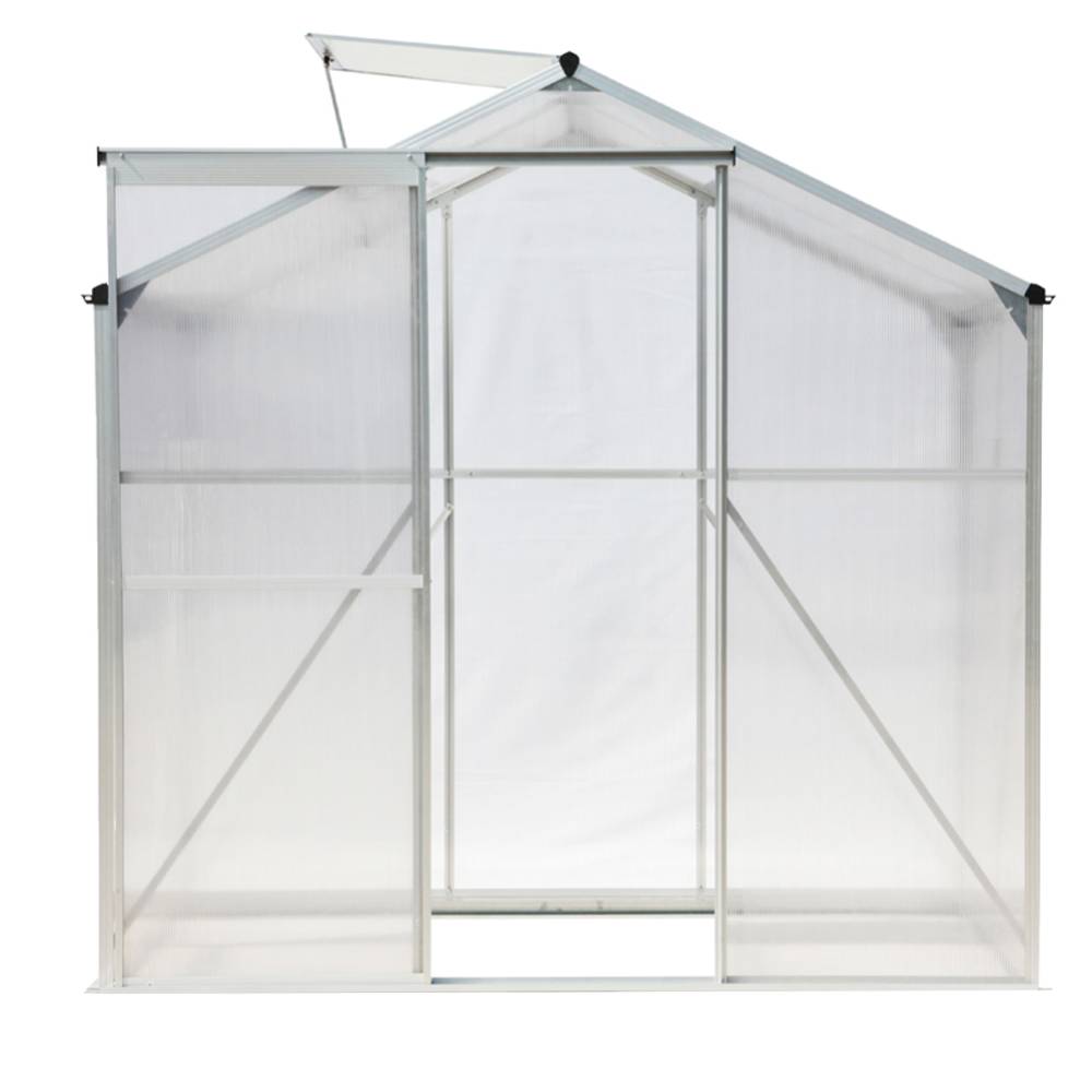 Polycarbonate Greenhouse– Aluminum Frame Walk-in Greenhouse With Sliding Door & Ventilation Window For Plants & Flowers, White, 4 x 6ft