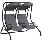 2 Seater Garden Metal Swing Seat Patio Chair Hammock | Light Slate Gray