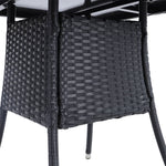 Square Wicker Patio Table With Black Tempered Glass Top With 51mm Umbrella Hole & Transparent Cap 80cm X 72cm H