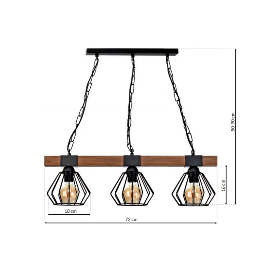 Ulf Hand Made Wall Lamp Matt Black Cage Natural Wood Rugged Industrial Chic
