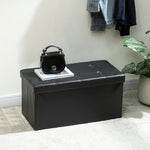 Storage Ottoman Bench, 89l Pu Leather Folding Foot Rest | Black