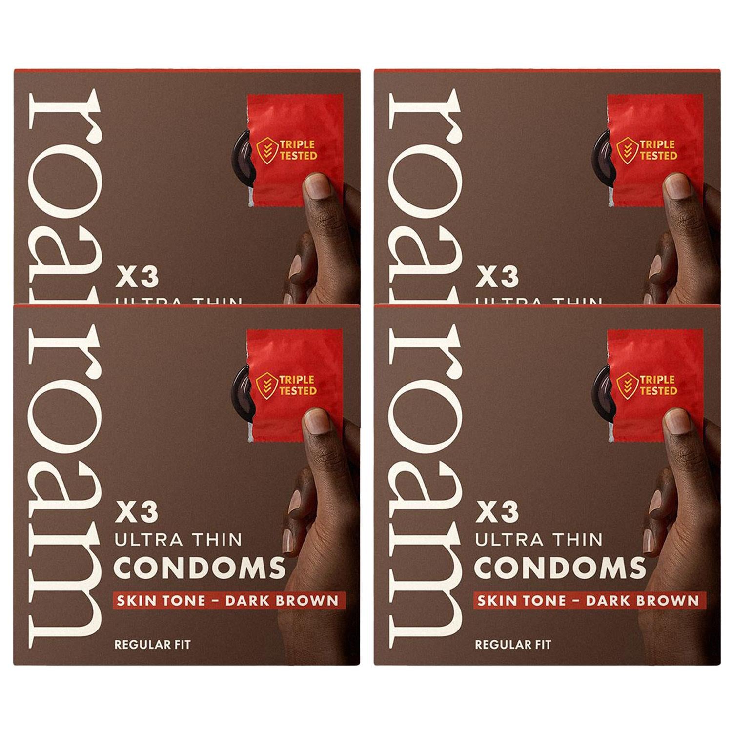 12x Darkbrown Condom For Safer Sex & Contraception,regular Fit(3x4 Pk)