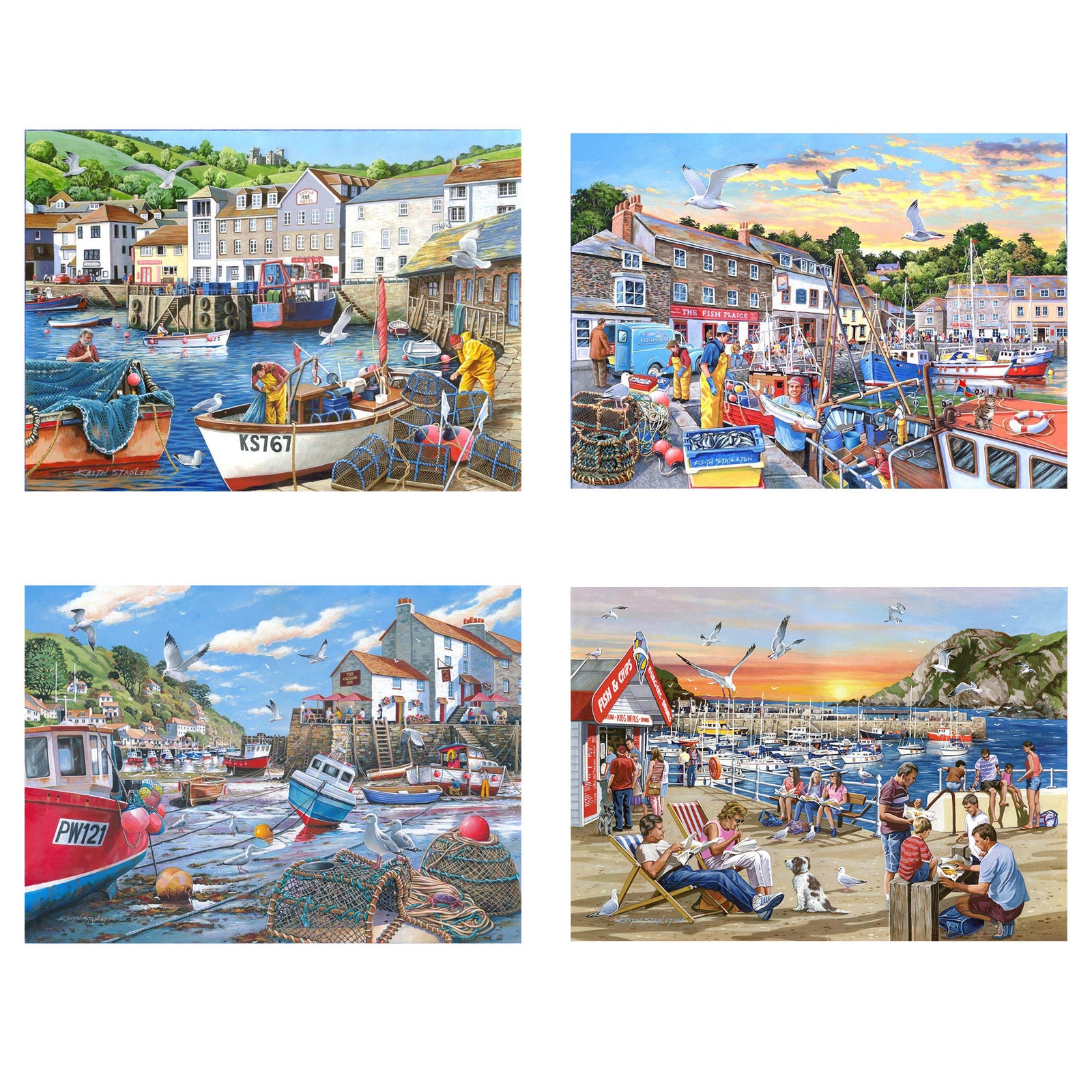 Days At The Dock Jigsaw - 4 X 500 Piece Jigsaw Puzzles Multi Pack - For Adults