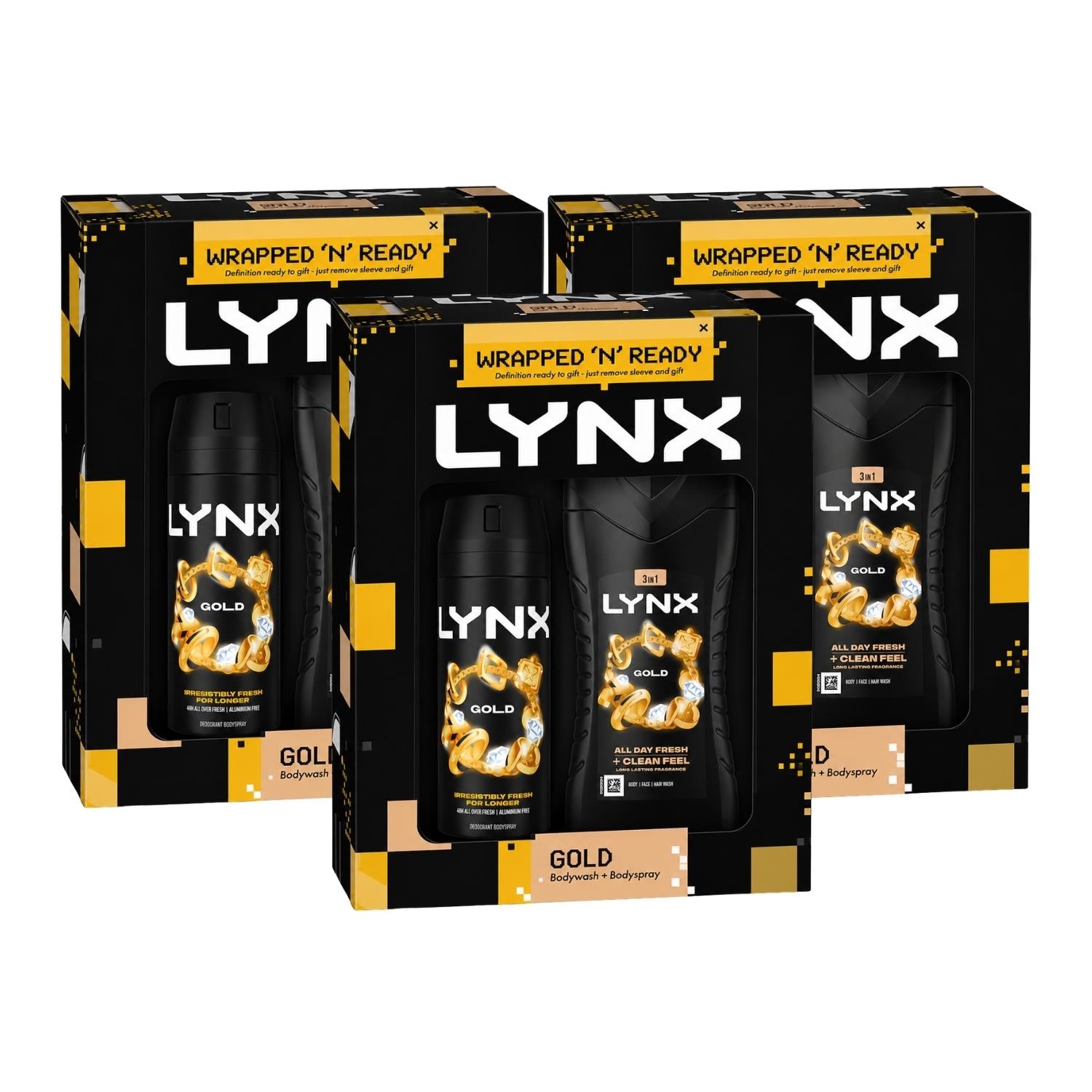 Gold Duo Gift Set With Body Wash And Body Spray For Him, 2 Piece | Set of 3
